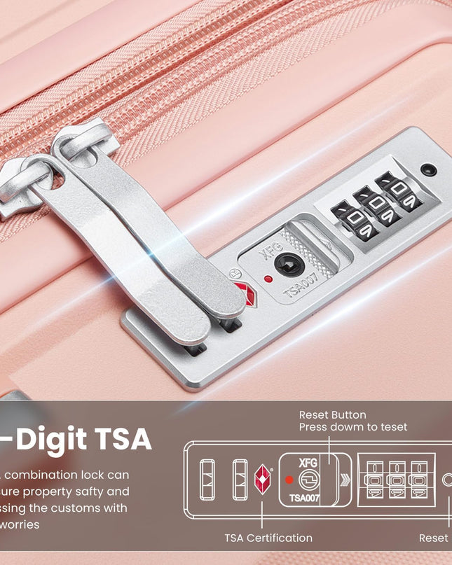 Luggage Set 4 Piece Suitcase Sets with Double Spinner Wheel, Expandable Hardside Travel Luggage with TSA Lock (14/20/24/28), PP Material Hardshell Carry on Travel Suitcases (D# Pink)