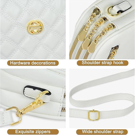 EXTREE Quilted Crossbody Bag, Trendy Design Shoulder Purse
