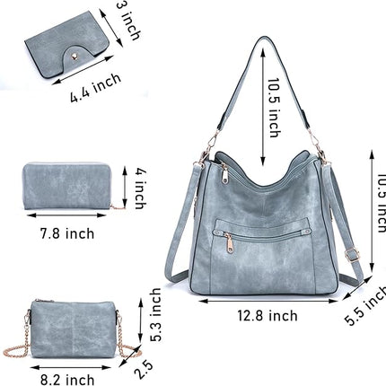 Large Crossbody Purses Set For Women Shoulder Tote Handbags Ladies Hobo Bags With Matching Wallet 4PCS