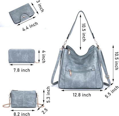 Large Crossbody Purses Set For Women Shoulder Tote Handbags Ladies Hobo Bags With Matching Wallet 4PCS