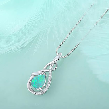 STARCHENIE Infinity Teardrop Pendant Necklace for Women 925 Sterling Silver Birthstone Jewelry