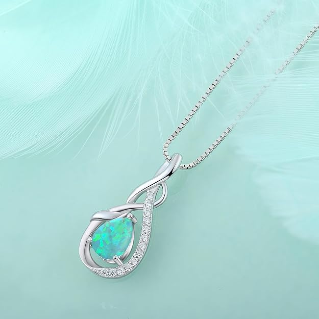 STARCHENIE Infinity Teardrop Pendant Necklace for Women 925 Sterling Silver Birthstone Jewelry