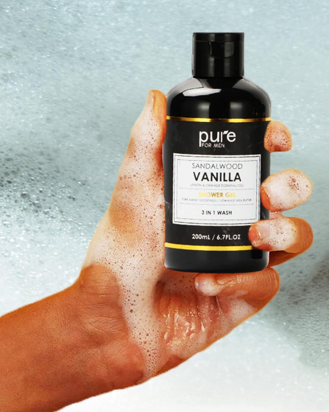 Pure Mens Bath and Body Gift Set. 7 Pc Natural Spa Gift Basket for Men. Spa Gift Set is #1 Ideal Gift for Men That Care about themselves!