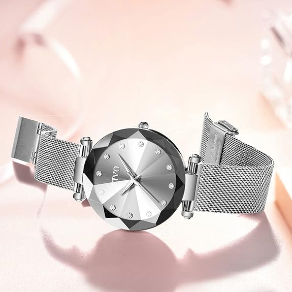 CIVO Womens Watch, Waterproof Analog Quartz Ladies Watches for Women Rose Gold Mesh Strap Elegant Dress Designer Women's Wrist Watches with Diamond/Roman Timescale Dial