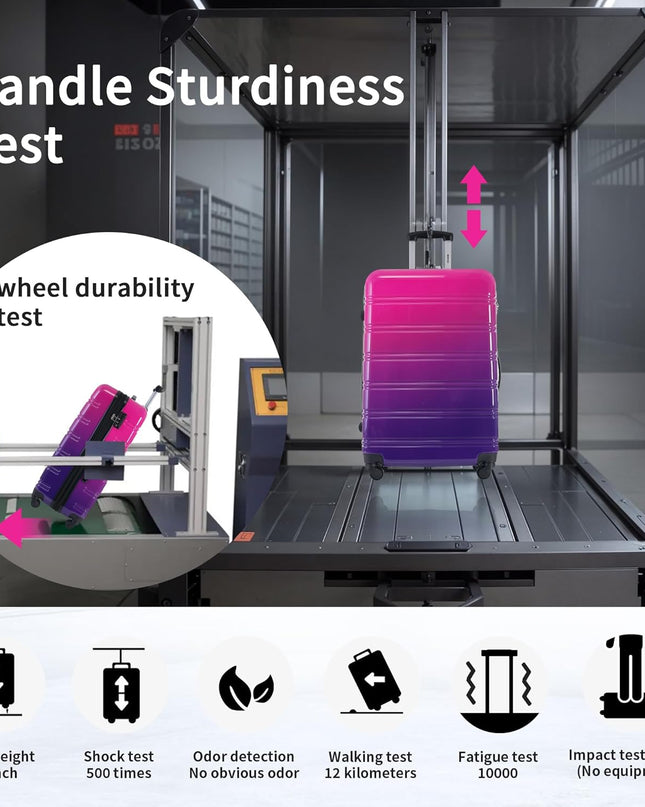 Merax Luggage Sets 3 Piece, Hardside Expandable Suitcase Set with Spinner Wheels, Lightweight Gradient Color Luggage 20+24+28 IN, Purple and Pink