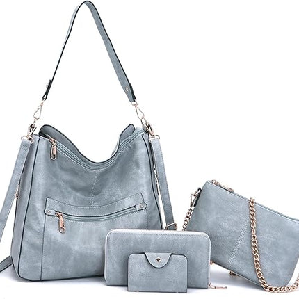 Large Crossbody Purses Set For Women Shoulder Tote Handbags Ladies Hobo Bags With Matching Wallet 4PCS