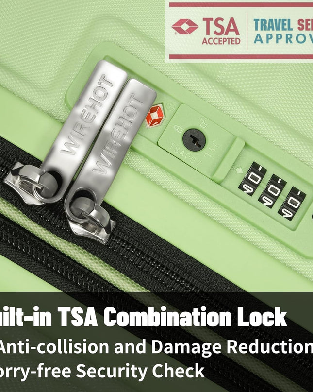 Lightweight Luggage with Spinner Wheels & YKK Zipper, 3-Piece Suitcase ABS+PC Hardside Luggage Set with TSA Lock, Light Avocado Green (20+24+28 inch)