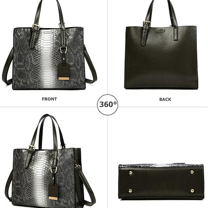 KingTo Women's Crocodile Pattern Satchel Handbags Stylish Tote Handbags crocodile purses for women 3 Pcs Set
