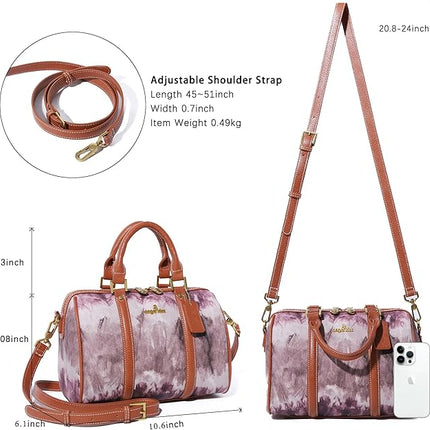Angel Kiss Women Satchel Purses and Handbags Vegan Leather Boston Barrel Bag Top Handle Shoulder Purse with Crossbody Strap