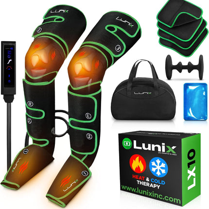 Lunix LX10 Full Leg Massager with Heat & Cold Therapy – Cordless Compression Boots for Circulation, Pain Relief & Recovery – Adjustable Fit with Extra Straps, Touchscreen Remote, Travel Bag