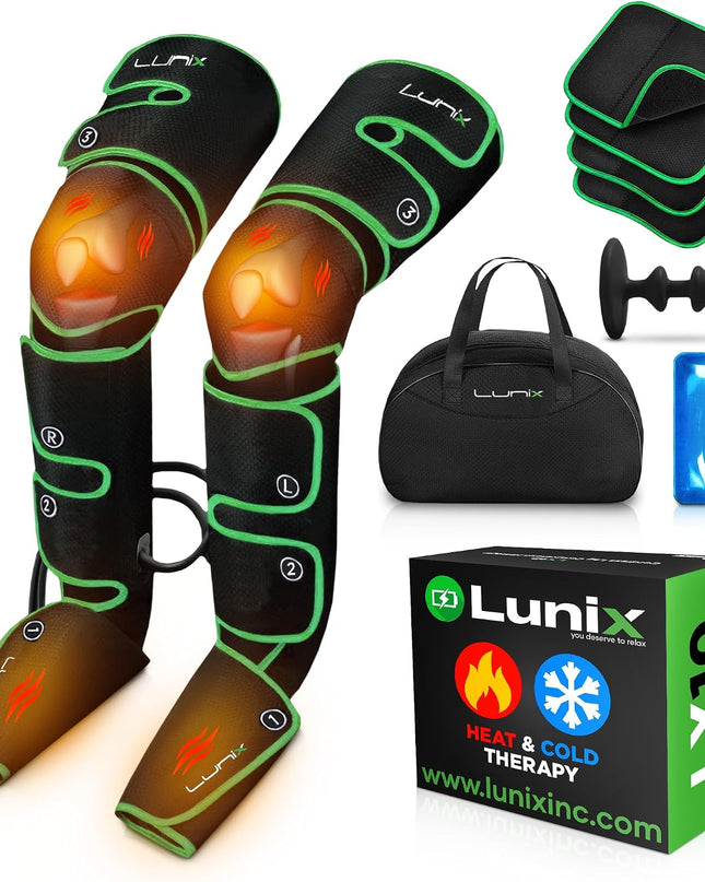 Lunix LX10 Full Leg Massager with Heat & Cold Therapy – Cordless Compression Boots for Circulation, Pain Relief & Recovery – Adjustable Fit with Extra Straps, Touchscreen Remote, Travel Bag