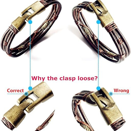 Jstyle Mens Vintage Leather Wrist Band Brown Rope Bracelet Bangle