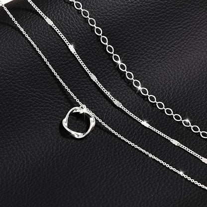 Silver Layered Necklaces for Women, Stackable Dainty Silver Choker Necklaces for Women Trendy Layering Circle Bar Pendant Chain Necklace Fashion Jewelry Set Gifts for Women Teen Girls