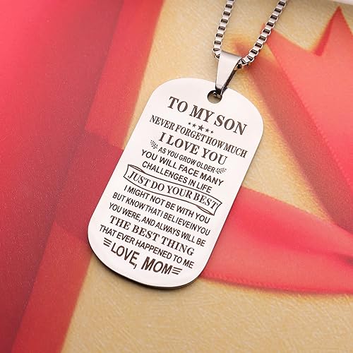 Inspiration Necklace Gifts for Daughter Son Christmas Birthday Gifts I Love You Heart Pendant Jewelry Necklace from Mom Dad