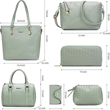 Purses and Handbags for Women Synthetic Leather Tote Crossbody Bags Satchel Purses Set 6pcs