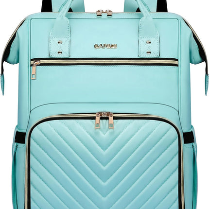 CAFELE Laptop Backpack for Women, Waterproof Travel Backpack Teacher Nurse Business Work College Bookbag, 17.3 inch Laptop Bag Wide Open Design Light Green