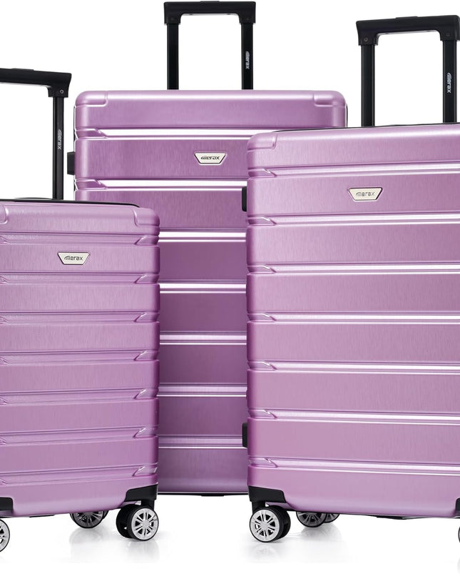 Merax Luggage Set 3 Piece, Hard Shell PC+ABS Lightweight Suitcase Set with Spinner Wheels, Travel Luggage for Women Men (Purple)