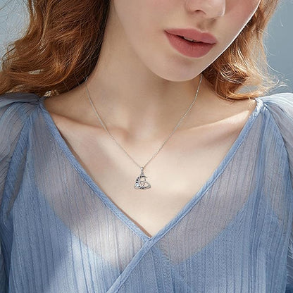 Celtic knot Moon Necklace 925 Sterling Silver Celtic knot Triquetra Pendant Jewelry Gifts for Women