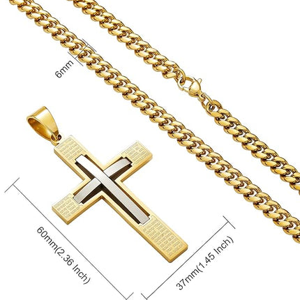 ToBeTrendy Gold Chain for Men, Stainless Steel, with Pendant, 6mm, Gift for Boyfriend, Come with Box