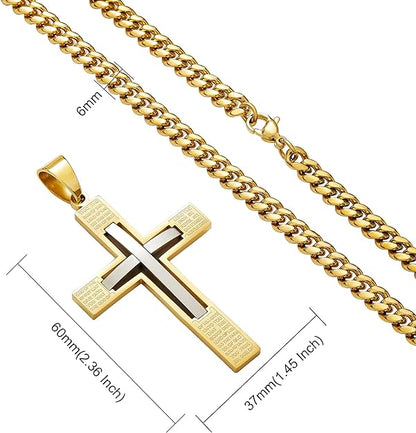 ToBeTrendy Gold Chain for Men, Stainless Steel, with Pendant, 6mm, Gift for Boyfriend, Come with Box