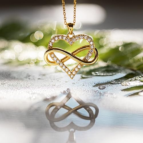 Infinity Heart Necklace for Women. 925 Sterling Silver Heart Necklace