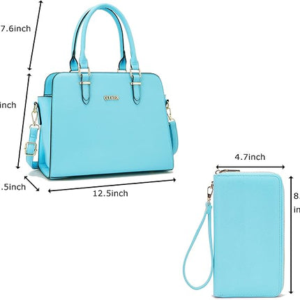Qiyuer Satchel Purses For Women Top Handle Bag Purse And Wallet Set Work Tote Bags 2pcs