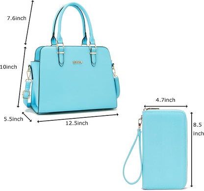 Qiyuer Satchel Purses For Women Top Handle Bag Purse And Wallet Set Work Tote Bags 2pcs