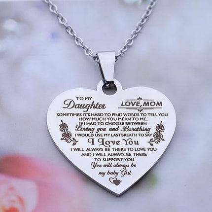 Jstud Inspiration Necklace Gifts for Daughter Son Christmas Birthday Gifts I Love You Heart Pendant Jewelry Necklace from Mom Dad