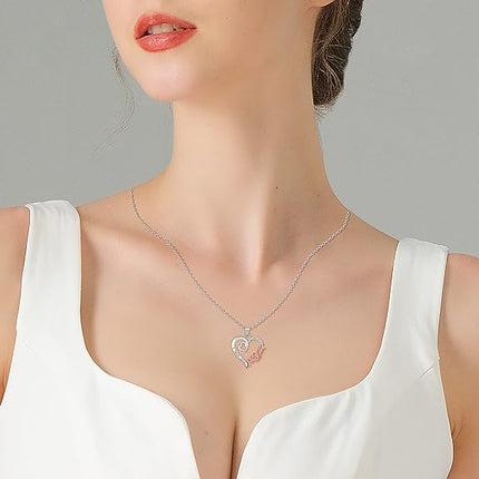 HELORET Gifts for Mom Mother Daughter Necklace with I Love You To the Moon and Back Mother Daughter Jewelry Gifts for Mom Birthday from Daughters