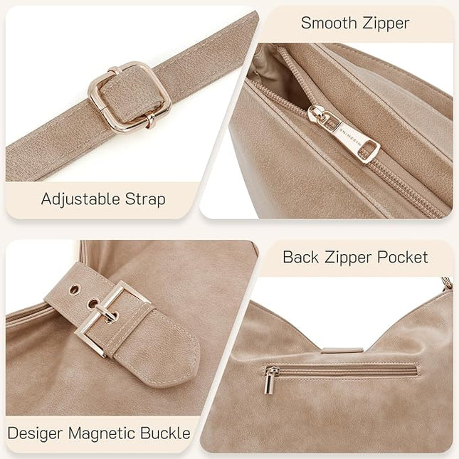 Missnine Hobo Bags for Women Vegan Leather Shoulder Tote Purses and Handbags Large Trendy Crossbody Bag