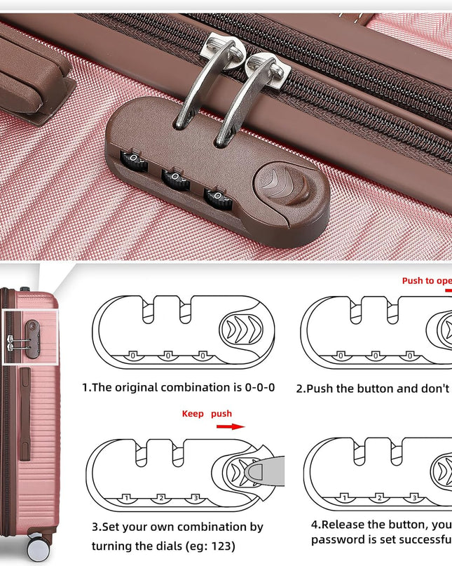 LARVENDER Luggage Sets 6 Piece, Expandable(Only 28 & 24") Luggage Set Clearance for Women, Suitcases with 360° Spinner Wheels, Hardside Travel Luggage with Duffel Bag for men, Rose Gold