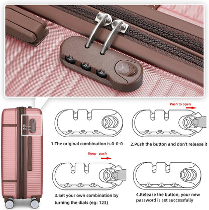 LARVENDER Luggage Sets 6 Piece, Expandable(Only 28 & 24") Luggage Set Clearance for Women, Suitcases with 360° Spinner Wheels, Hardside Travel Luggage with Duffel Bag for men, Rose Gold