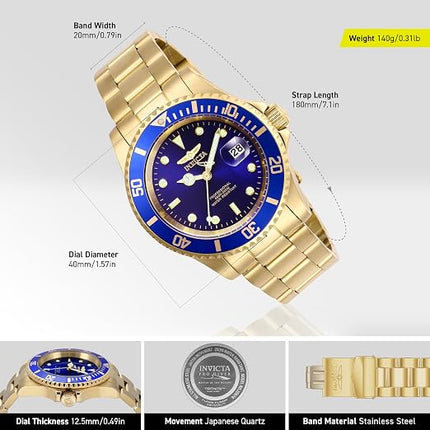 Invicta Men's Pro Diver Quartz Watch with Stainless Steel Strap