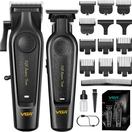 VGR Professional Hair Clippers for Men - Cordless Barber Clippers & Zero Gapped Trimmer Set, 7000RPM High Power Hair Cutting Kit with Ceramic Blade, USB-C Rechargeable Grooming Tools for Fade V197&995