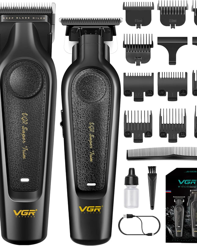 VGR Professional Hair Clippers for Men - Cordless Barber Clippers & Zero Gapped Trimmer Set, 7000RPM High Power Hair Cutting Kit with Ceramic Blade, USB-C Rechargeable Grooming Tools for Fade V197&995