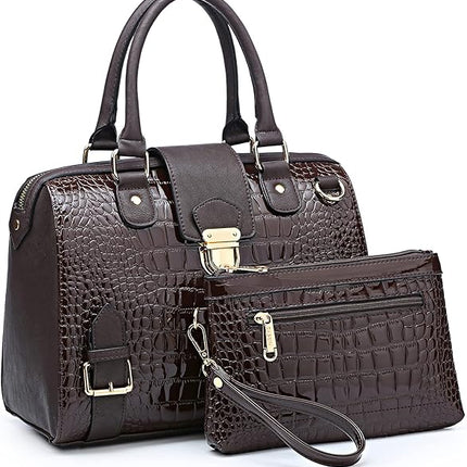 Dasein Women Barrel Handbags Purses Fashion Satchel Bags Top Handle Shoulder Bags Vegan Leather Work Bag
