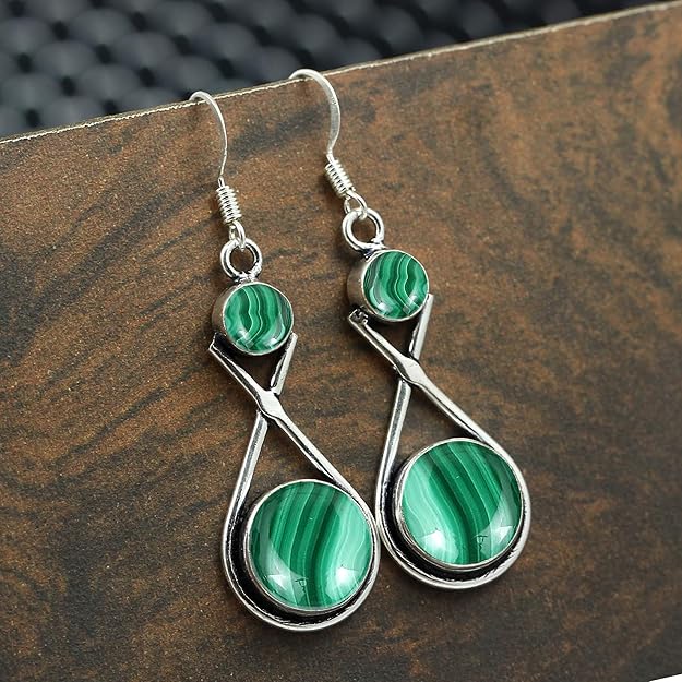 Natural Malachite Labradorite Lapis Moonstone Dangle Earrings 925 Silver Overlay handmade Dangle Earrings