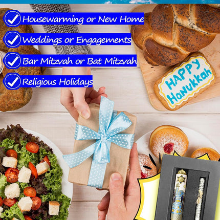Enamel Mezuzah with Scroll for Door, Easy 2-Way Install, 4”