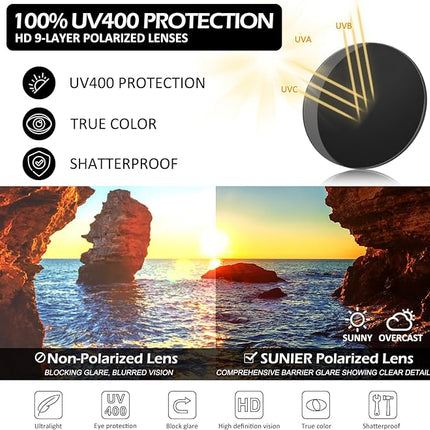 Sunier Sunglasses Womens Polarized Trendy Oversized Sun Glasses Fashion Ladies Shades 100% UV400 Protection S85