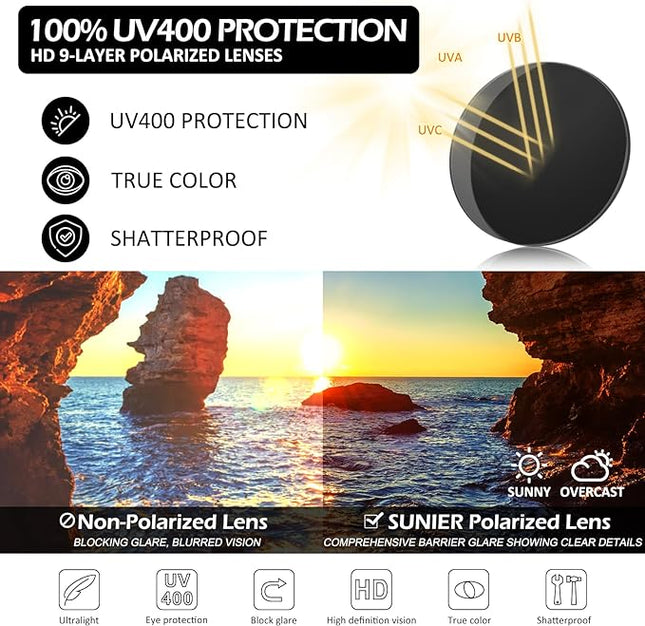 Sunier Sunglasses Womens Polarized Trendy Oversized Sun Glasses Fashion Ladies Shades 100% UV400 Protection S85