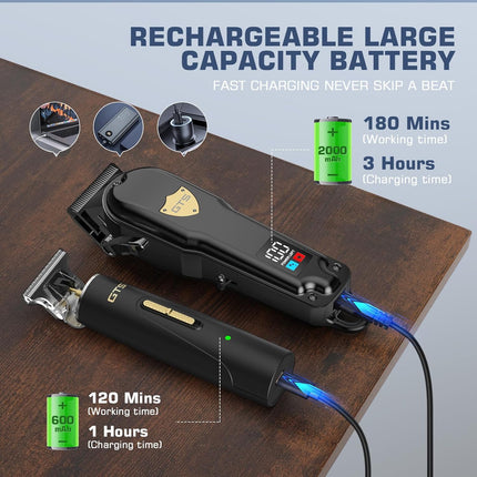 GTSPro Hair Clippers for Men, Clippers and Trimmers Set, Barber Clippers, Electric Hair Trimmer with Box, Gifts for Men Black