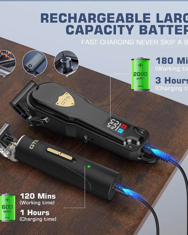 GTSPro Hair Clippers for Men, Clippers and Trimmers Set, Barber Clippers, Electric Hair Trimmer with Box, Gifts for Men Black