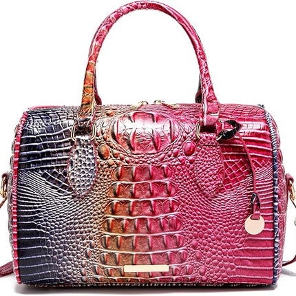 Top-Handle Crocodile Purses For Women Crossbody Leather Bags Trendy Large Capacity Tote with Shoulder Strap