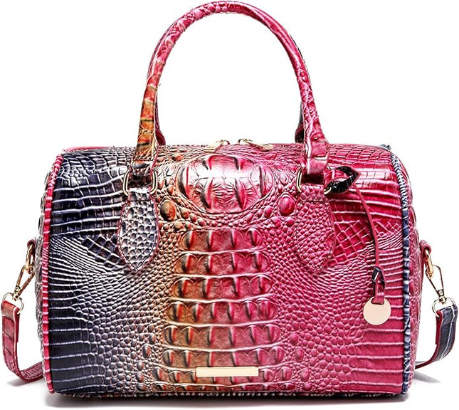 Top-Handle Crocodile Purses For Women Crossbody Leather Bags Trendy Large Capacity Tote with Shoulder Strap