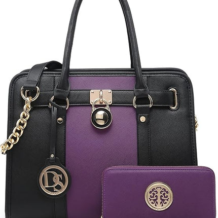 Dasein Women Ladies Handbags Purses Top Handle Satchel Tote Work Bag Shoulder Hobo Bag with Wallet Set 2pcs