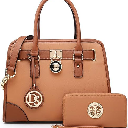 Dasein Women Handbags Top Handle Satchel Purse Shoulder Bag Hobo Bag Work Bag Set 2pcs