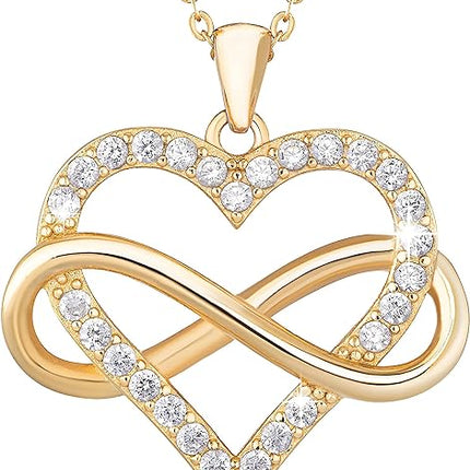 Infinity Heart Necklace for Women. 925 Sterling Silver Heart Necklace