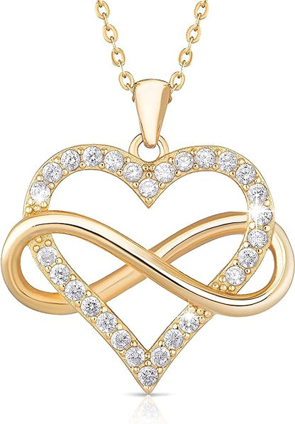 Infinity Heart Necklace for Women. 925 Sterling Silver Heart Necklace