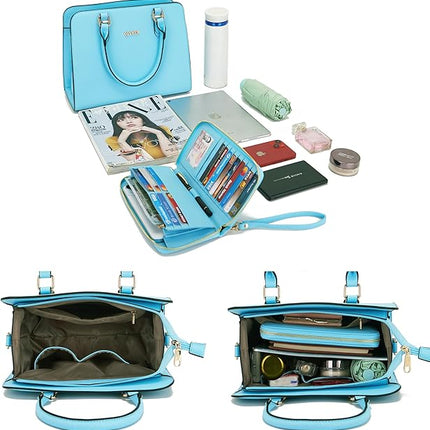 Qiyuer Satchel Purses For Women Top Handle Bag Purse And Wallet Set Work Tote Bags 2pcs