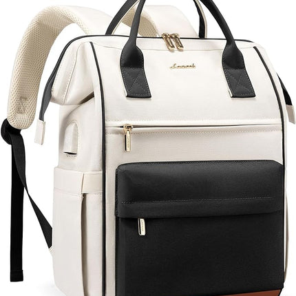 LOVEVOOK Laptop Backpack for Women Teacher Nurse Bag, 15.6 Inch Womens Work Bags, Waterproof Travel Backpack Purse, Business Computer Laptop Bag with USB Port, Black